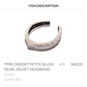 Lele Sadoughi Petite Blush Pearl Velvet Headband